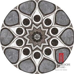 Customized Ceramic Tile, Water Jet Porcelain Marble Tile, Round Design Ceramic Tile for Hall,Decorative Porcelain Tile Made in Foshan
