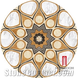 Customized Ceramic Tile, Water Jet Porcelain Marble Tile, Round Design Ceramic Tile for Hall,Decorative Porcelain Tile Made in Foshan