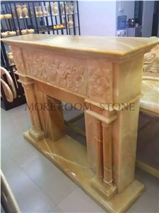 Fireplace Decorating Design Ideas, Beige Onyx Fireplace Decorating
