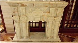 Fireplace Decorating Design Ideas, Beige Onyx Fireplace Decorating