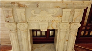 Fireplace Decorating Design Ideas, Beige Onyx Fireplace Decorating