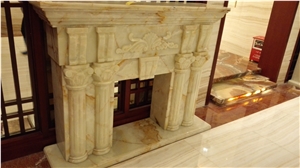 Fireplace Decorating Design Ideas, Beige Onyx Fireplace Decorating