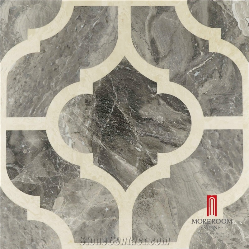 Grey Marble,Spain Beige Marble Water-Jet Pattern Flooring