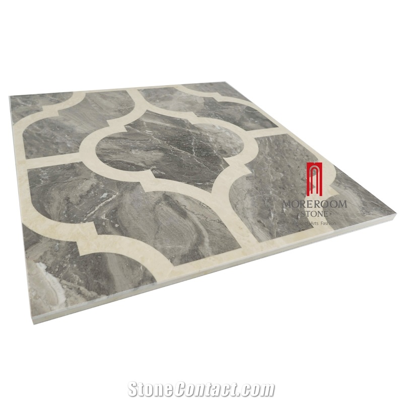 Grey Marble,Spain Beige Marble Water-Jet Pattern Flooring