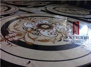 Home Decor Waterjet Cut Marble Floor/Wall Medallion Custom to Size Ceramic Back