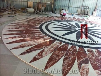 Home Decor Waterjet Cut Marble Floor/Wall Medallion Custom to Size Ceramic Back