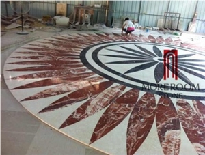 Home Decor Waterjet Cut Marble Floor/Wall Medallion Custom to Size Ceramic Back