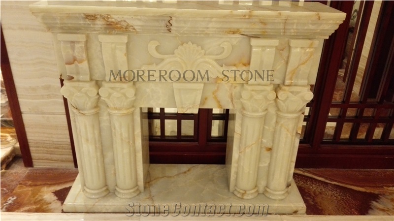 Onyx Fireplace Decorating for Villa