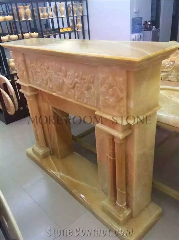 Onyx Fireplace Decorating for Villa