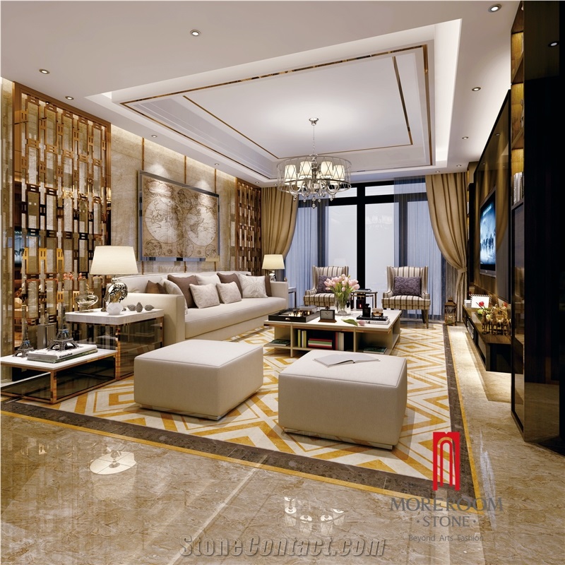Roman Travertine Foshan Full Polished Tiles Floor Ceramic Porcelain 60 X 60cm