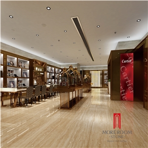 Roman Travertine Foshan Full Polished Tiles Floor Ceramic Porcelain 60 X 60cm