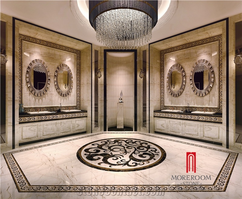 Sofitel Gold Full Polished Marble Look Glossy Porcelain Floor Tiles