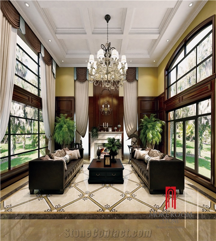 Sofitel Gold Full Polished Marble Look Glossy Porcelain Floor Tiles