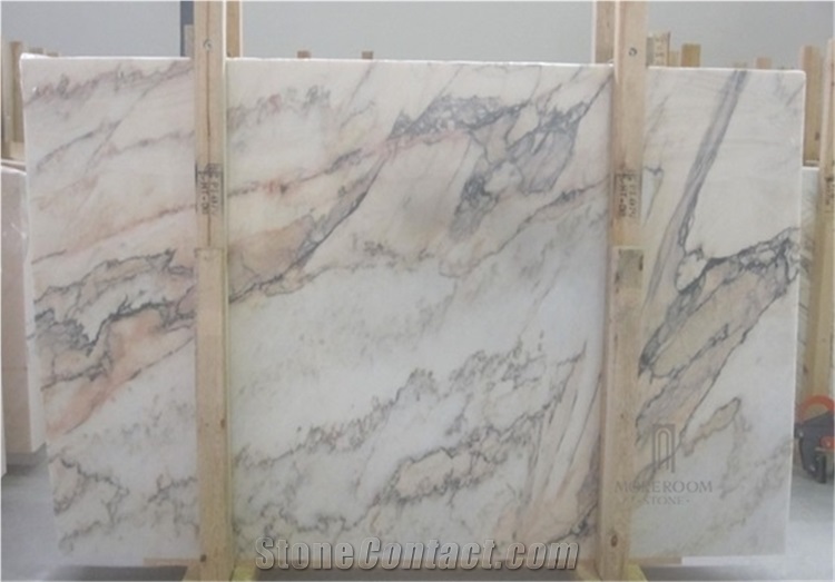 Statuario Rosso Marble White Estremoz Marble with Pink Statuario Veins Slabs & Tiles