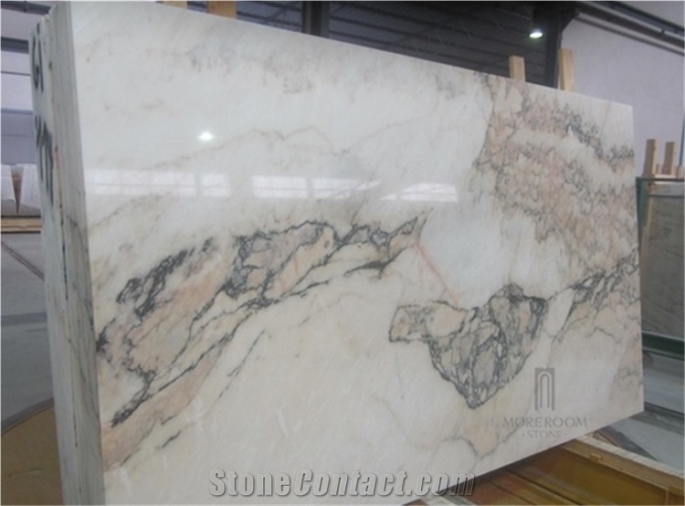 Statuario Rosso Marble White Estremoz Marble with Pink Statuario Veins Slabs & Tiles