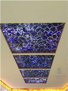 Translucent Blue Gemstone Slabs, Azul Semiprecious Stone