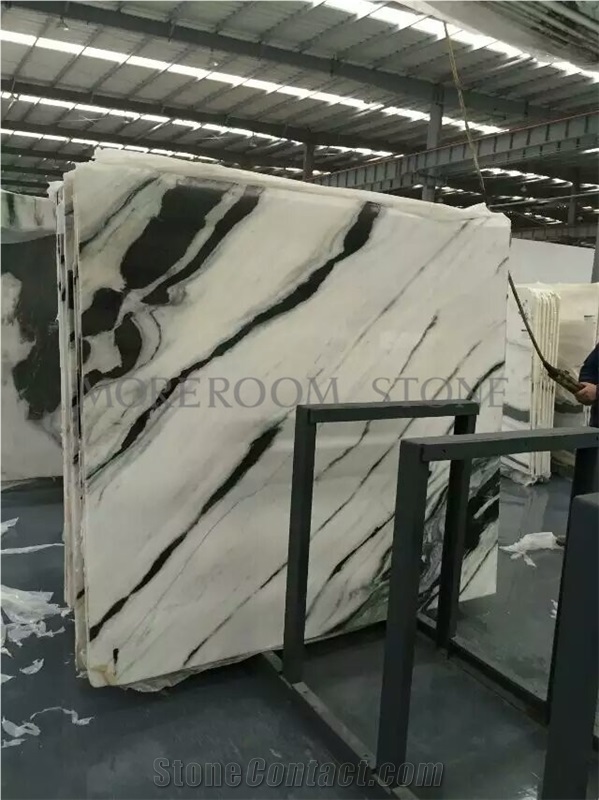 White and Black China Panda White Marble Slabs