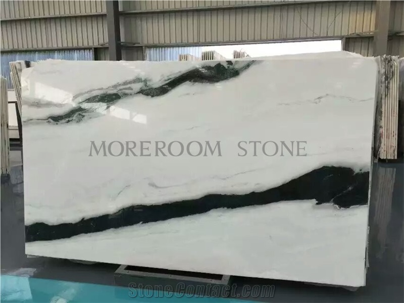 White and Black China Panda White Marble Slabs