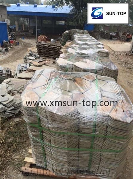 China Rust Slate Net Paste Paving/Random Slate Flagstone Mats/Rusty Slate Crazy Pavers/Rastic Irregular Slate Stone Flagmat/Cultural Stone Random Net Paste/Net Paste Slate Sets for Landscaping Paving