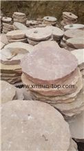 Pink Sandstone Stepping Stone/Round Sandstone Stepping Stone/Circle Round Garden Stepping Pavers/Exterior Garden Step Pavers/Pink Sandstone Round Pavement/Sandstone Cube Stone/Garden Round Step Paving