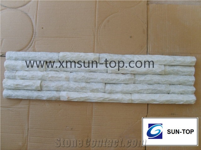 White Quartzite Peak Shape Cultured Stone/White Quartzite Wall Cladding Stone/ Stacked Stone Veneer/ White Quartzite Stacked Stone Peak Shape/White Peak Stone Culture Ledge Stone Wall Cladding