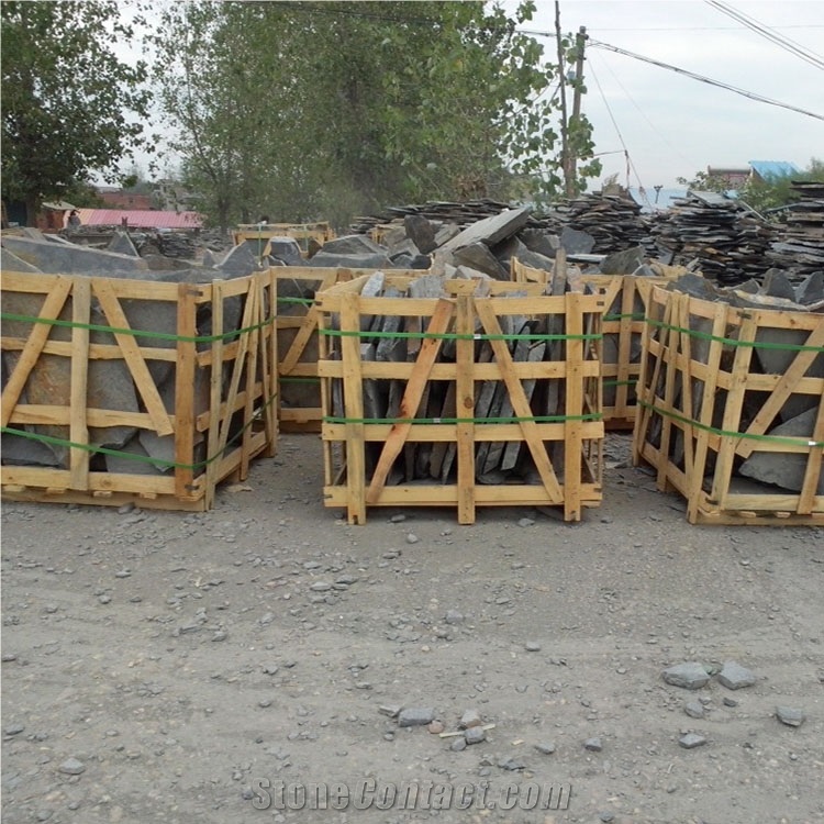 Dark Gray Slate Blocks from China, China Grey Slate