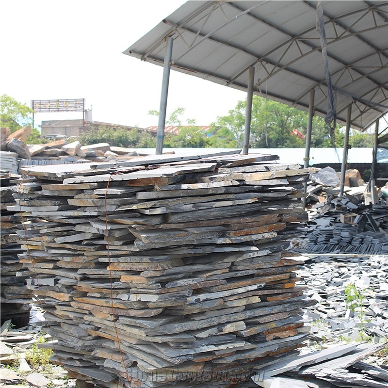 Dark Gray Slate Blocks from China, China Grey Slate
