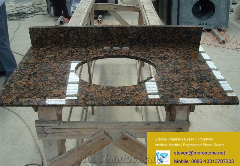China Green Granite Bath Countertop for Hotel Double Tree