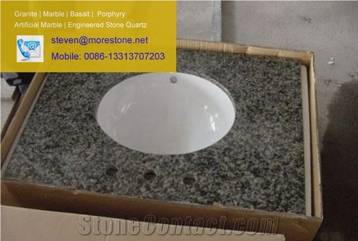 China Green Granite Bath Countertop for Hotel Double Tree