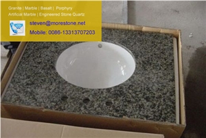 China Green Granite Bath Countertop for Hotel Double Tree