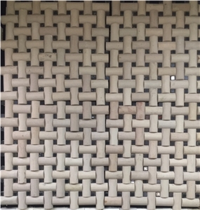 Shree Crystal Cosmic Beige Marble Basketweave Mosaic