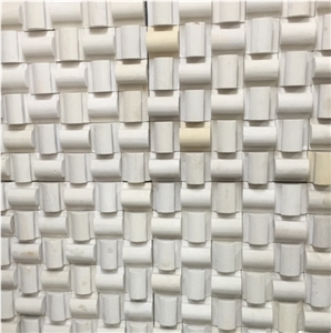 Shree Crystal Cosmic Beige Marble Basketweave Mosaic