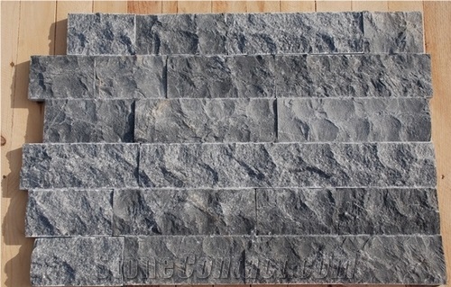 Dark Silver, Dark Blue, Dark Grey Travertine Split Face Mosaic, Titanium Travertine Wall Mosaic