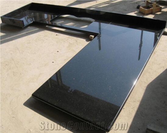 Galaxy Black Granite Kitchen Countertops Factory Good Prie