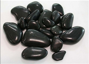 Large Outdoor Paving Steeping Black Decorative Polished River Pebble Stone