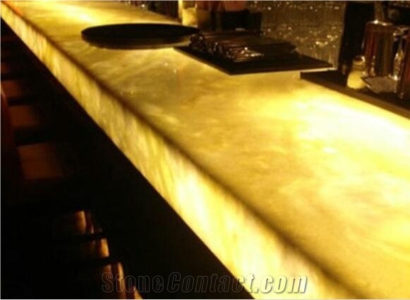 Natural Stone Backlit Polished Honey Onyx Kitchen Countertop