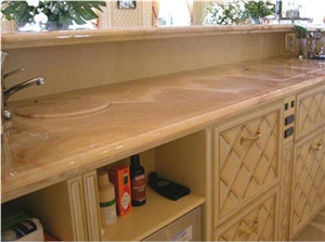 Natural Stone Backlit Polished Honey Onyx Kitchen Countertop