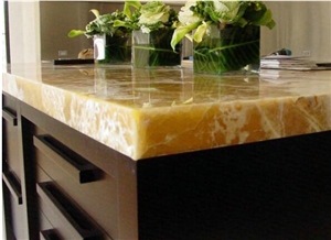 Natural Stone Backlit Polished Honey Onyx Kitchen Countertop
