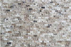Philadelphia Travertine Split Face Mosaic, Cultured Stone, Ledge