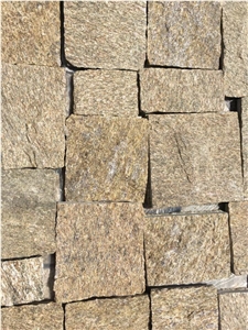 Tiger Skin Yellow Quartzite Cube Stone & Pavers, Yellow Quartzite Paving Stone