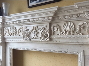 Galala Beige Marble Fireplace, Beige Fireplace, Mantel, Firehearth