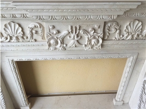 Galala Beige Marble Fireplace, Beige Fireplace, Mantel, Firehearth