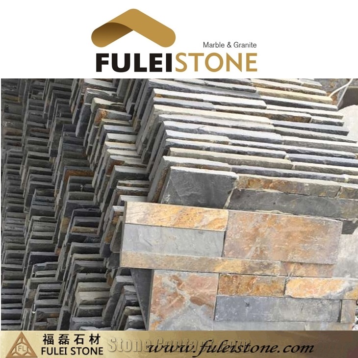 China Cheap Stack Rusty Yellow Slate Cultured Stone