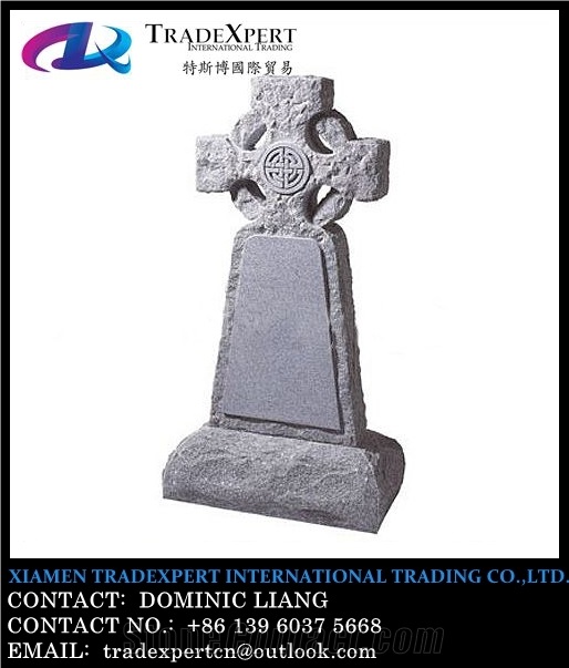 Black Granite Cross Tombstones, Engraved Monument
