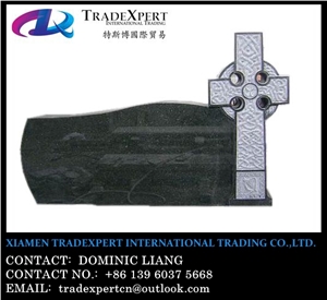 Black Granite Cross Tombstones, Engraved Monument