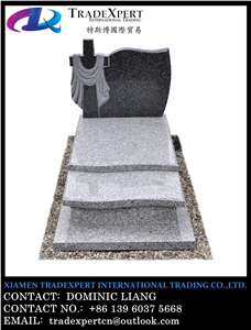 Granite European Style Headstone for Cemetery, Carving Single Tombstone & Monument Design