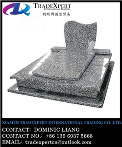 Granite European Style Headstone for Cemetery, Carving Single Tombstone & Monument Design
