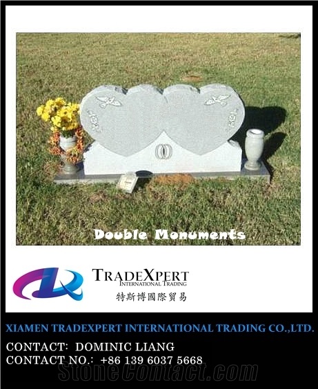 Western Style Double Monuments & Granite Engraved Family Tombstones, Heart Headstones
