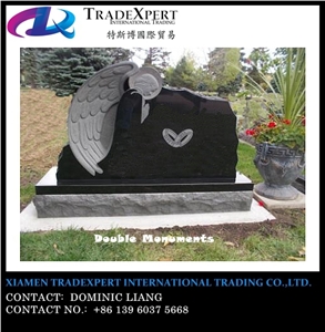 Western Style Double Monuments & Granite Engraved Family Tombstones, Heart Headstones