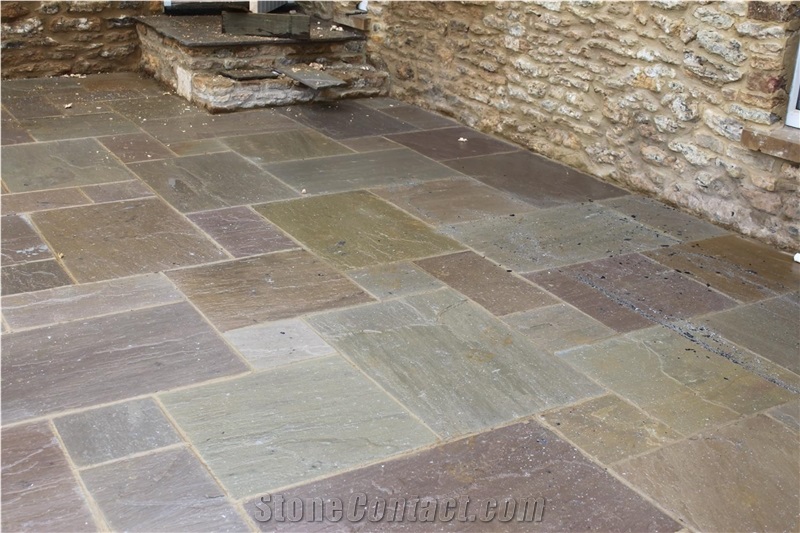 Otley Sandstone Pattern Terrace Floors, Beige Sandstone Floor Covering
